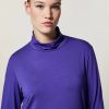 Viscose Jersey Polo-Neck Sweater Purple Best