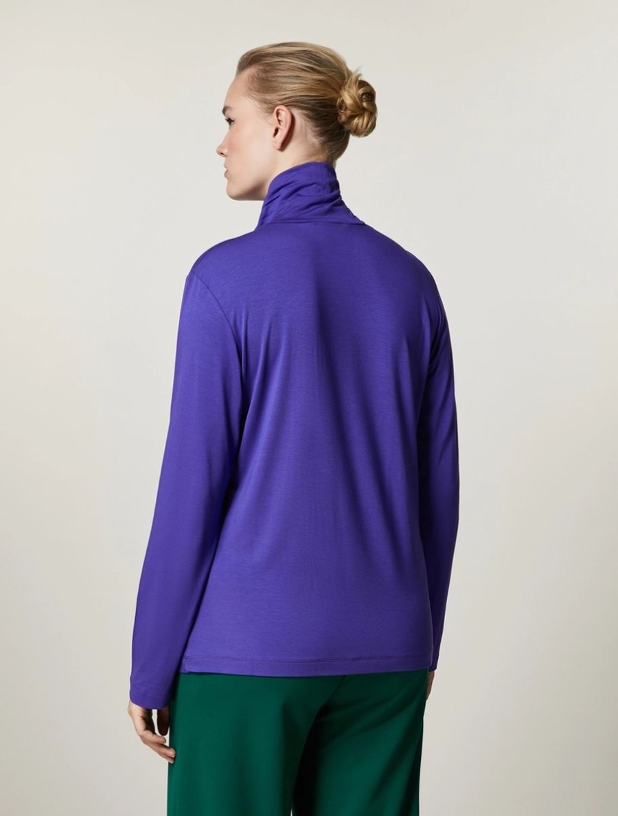 Viscose Jersey Polo-Neck Sweater Purple Best