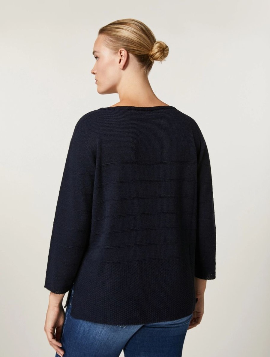 Wool, Viscose And Alpaca Sweater Dark Navy Wholesale