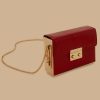 Patent Leather And Metal Clutch Red Wholesale