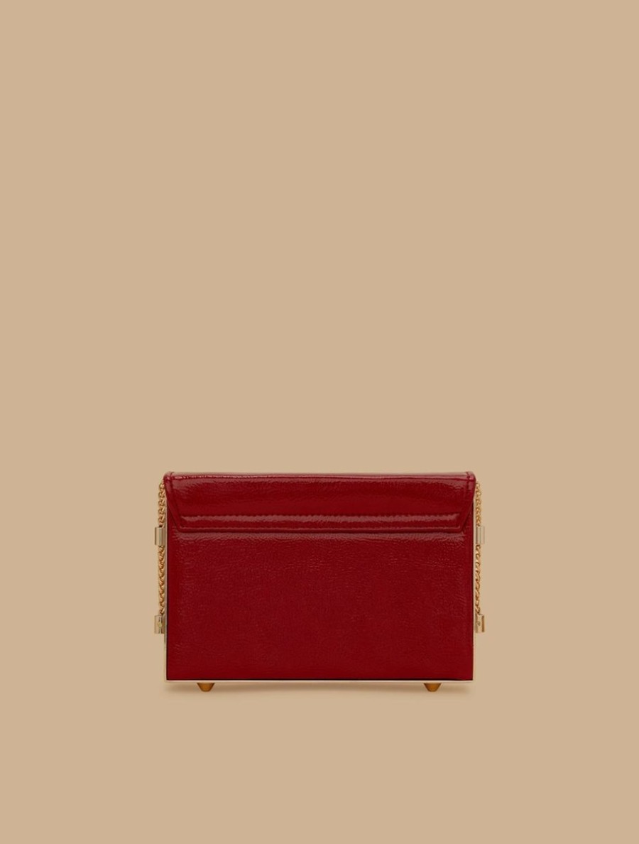 Patent Leather And Metal Clutch Red Wholesale