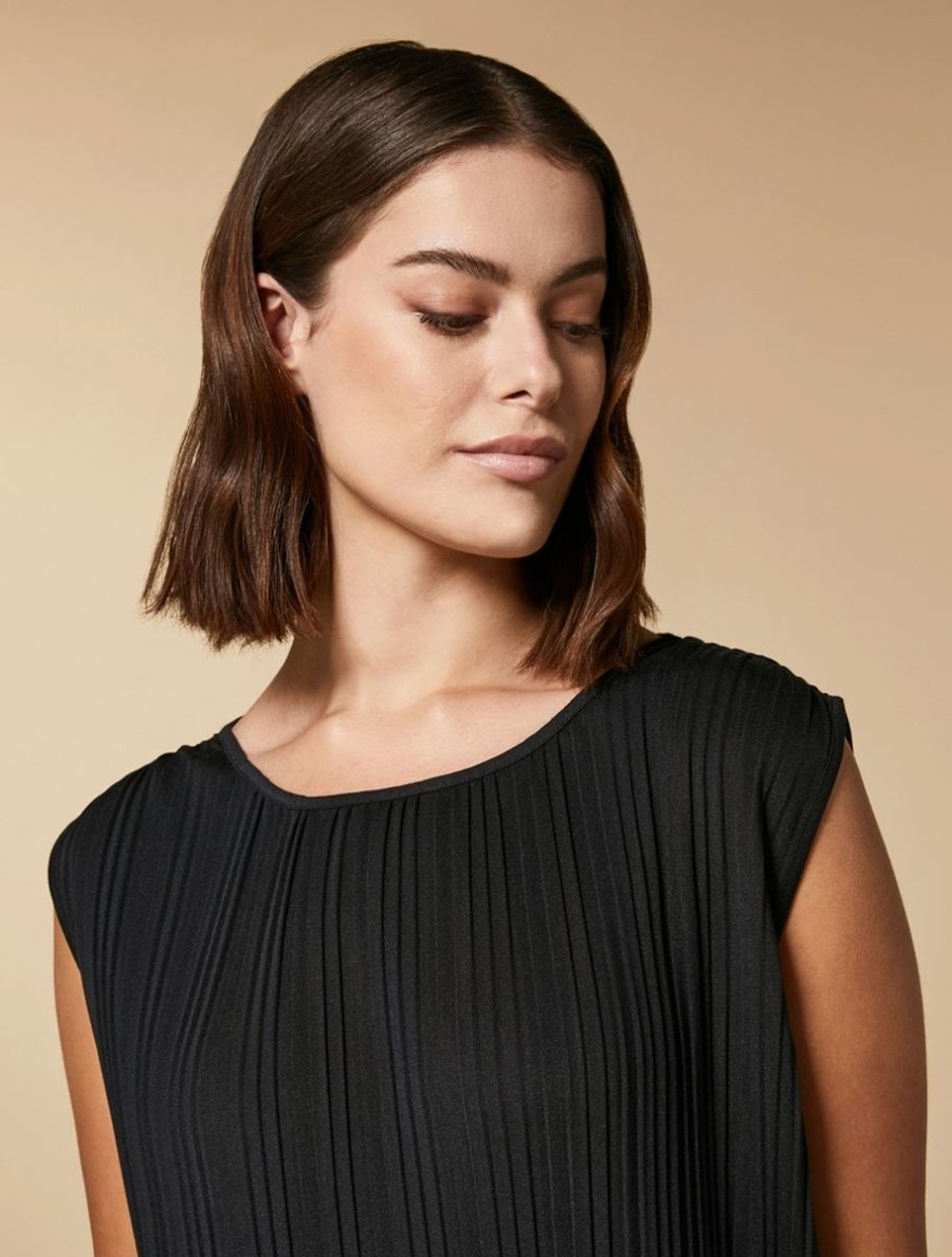 Pleated Jersey Dress Black Wholesale