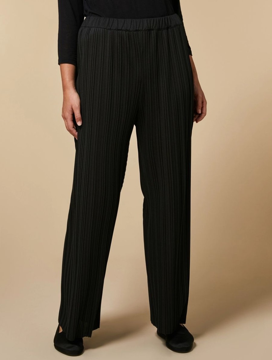 Pleated Jersey Trousers Black New