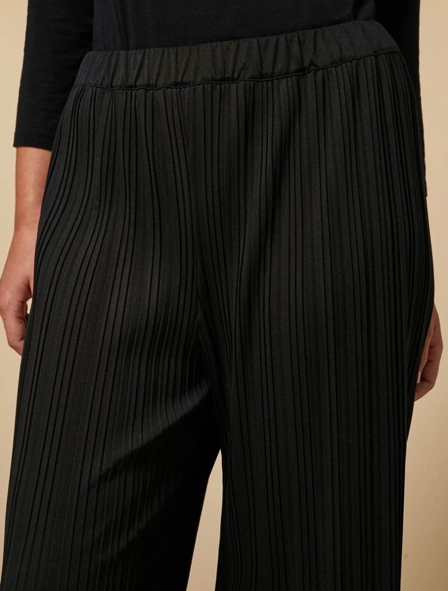 Pleated Jersey Trousers Black New