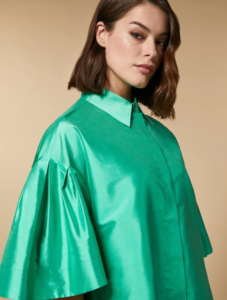 Silk Shantung Tunic Green New