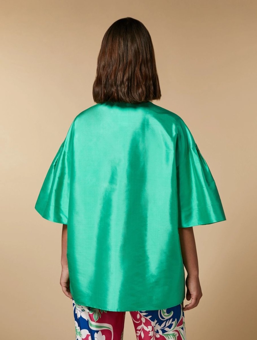 Silk Shantung Tunic Green New