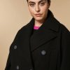 Jersey Cloth Pea Coat Black Hot