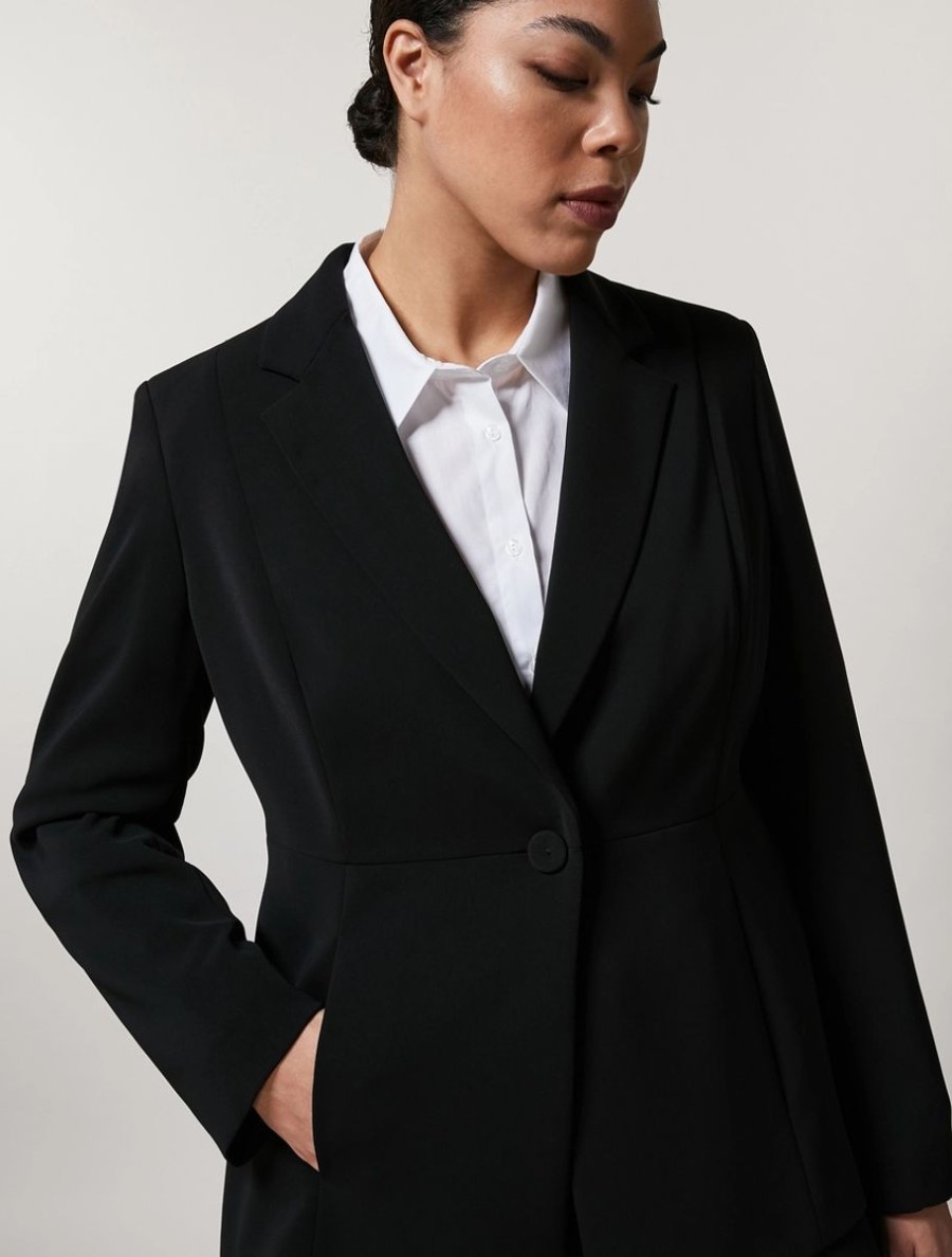 Fluid Stretch Fabric Blazer Black Clearance