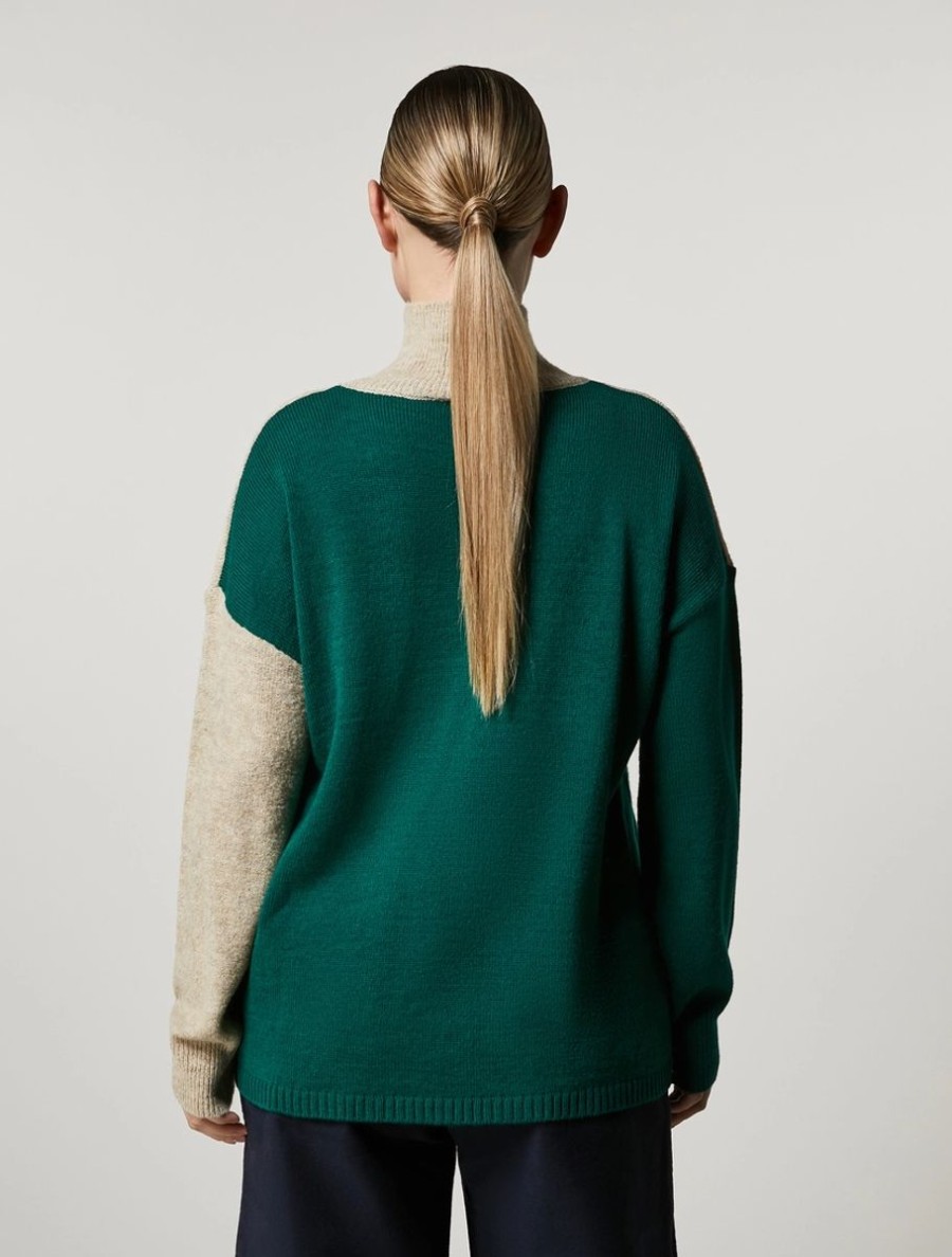 Two-Tone Sweater Dark Green Hot