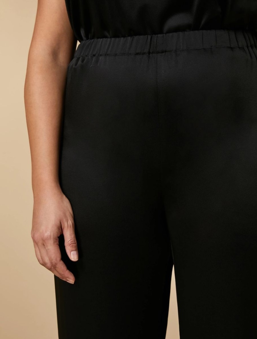 Shiny Fabric Trousers Black Clearance