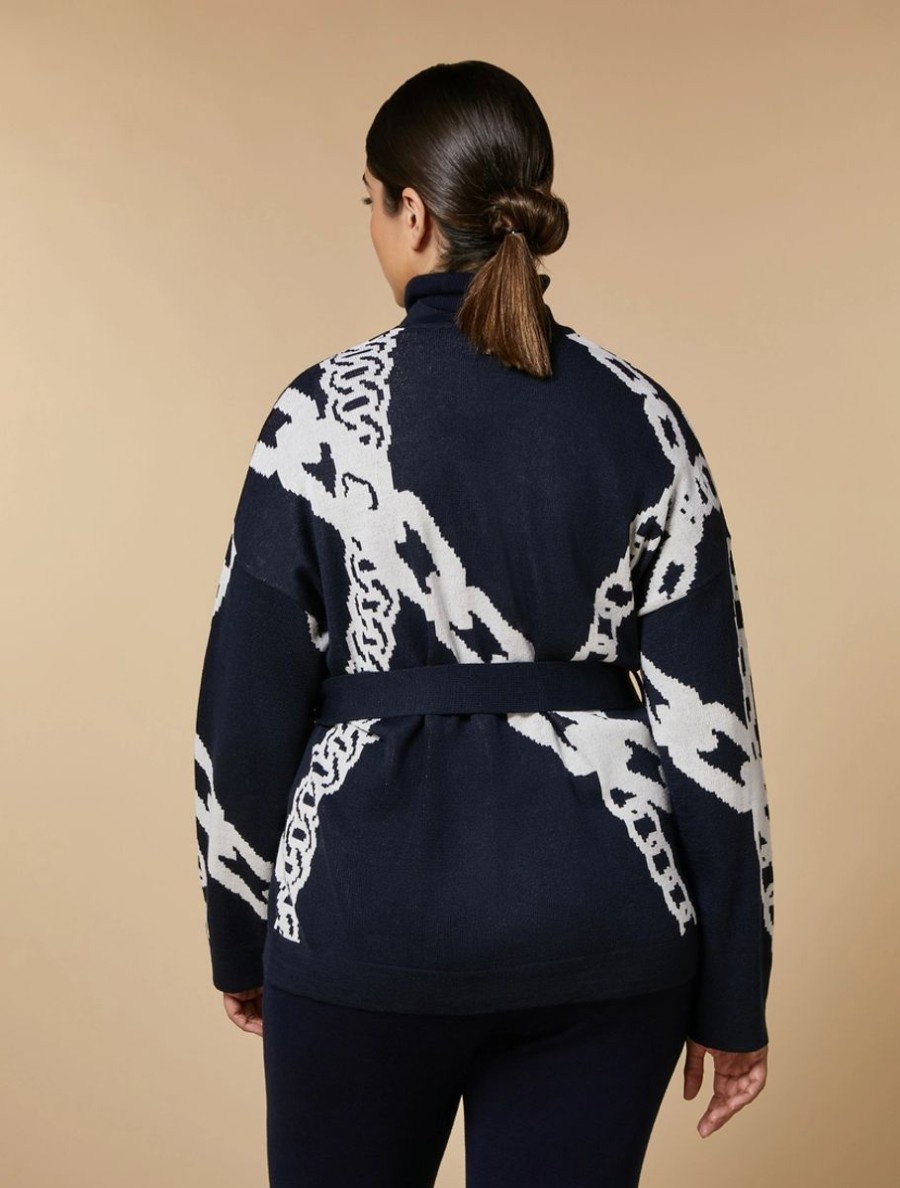 Jacquard Wool-Blend Cardigan Dark Navy Wholesale