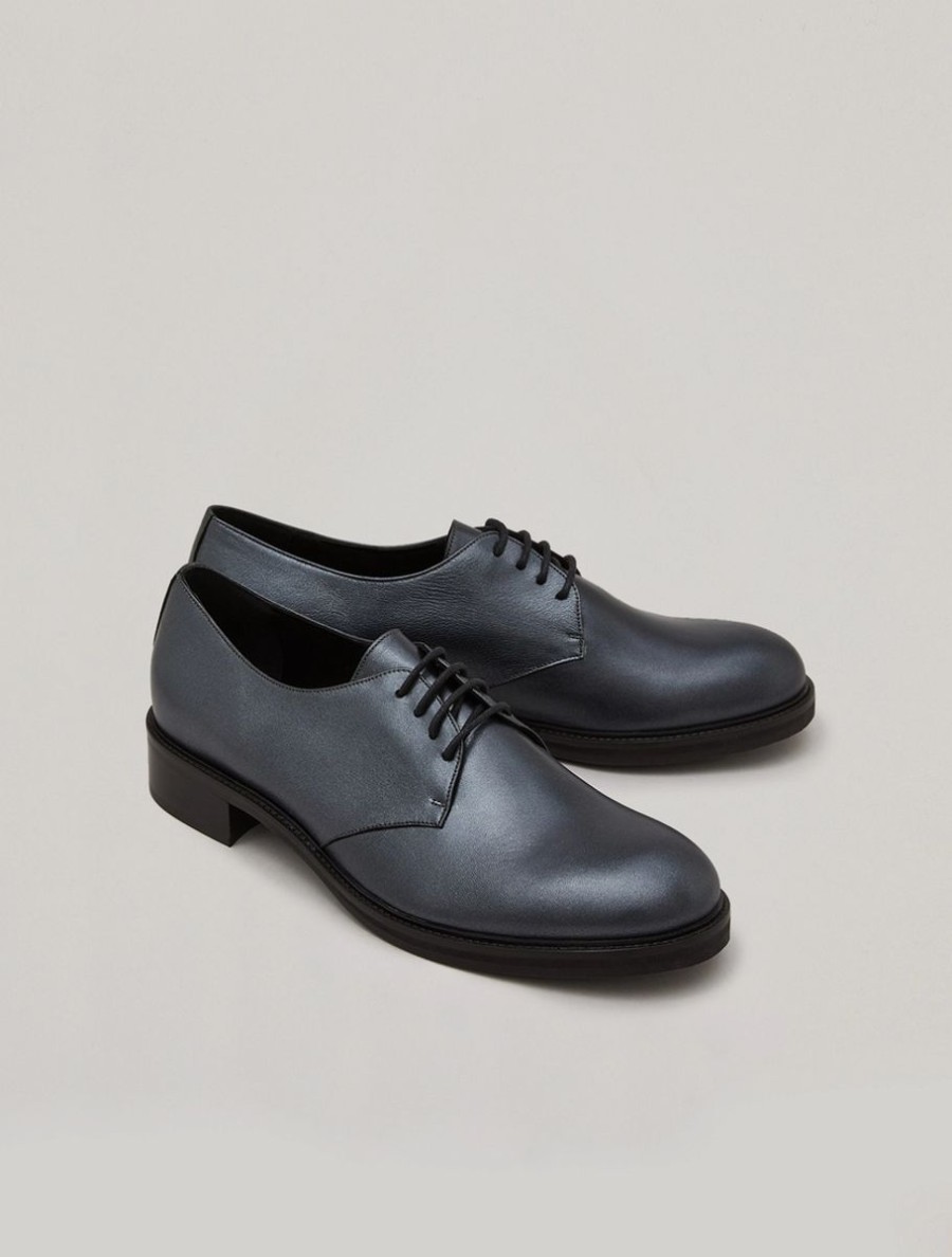 Shoes In Metallic Leather Medium Grey Hot