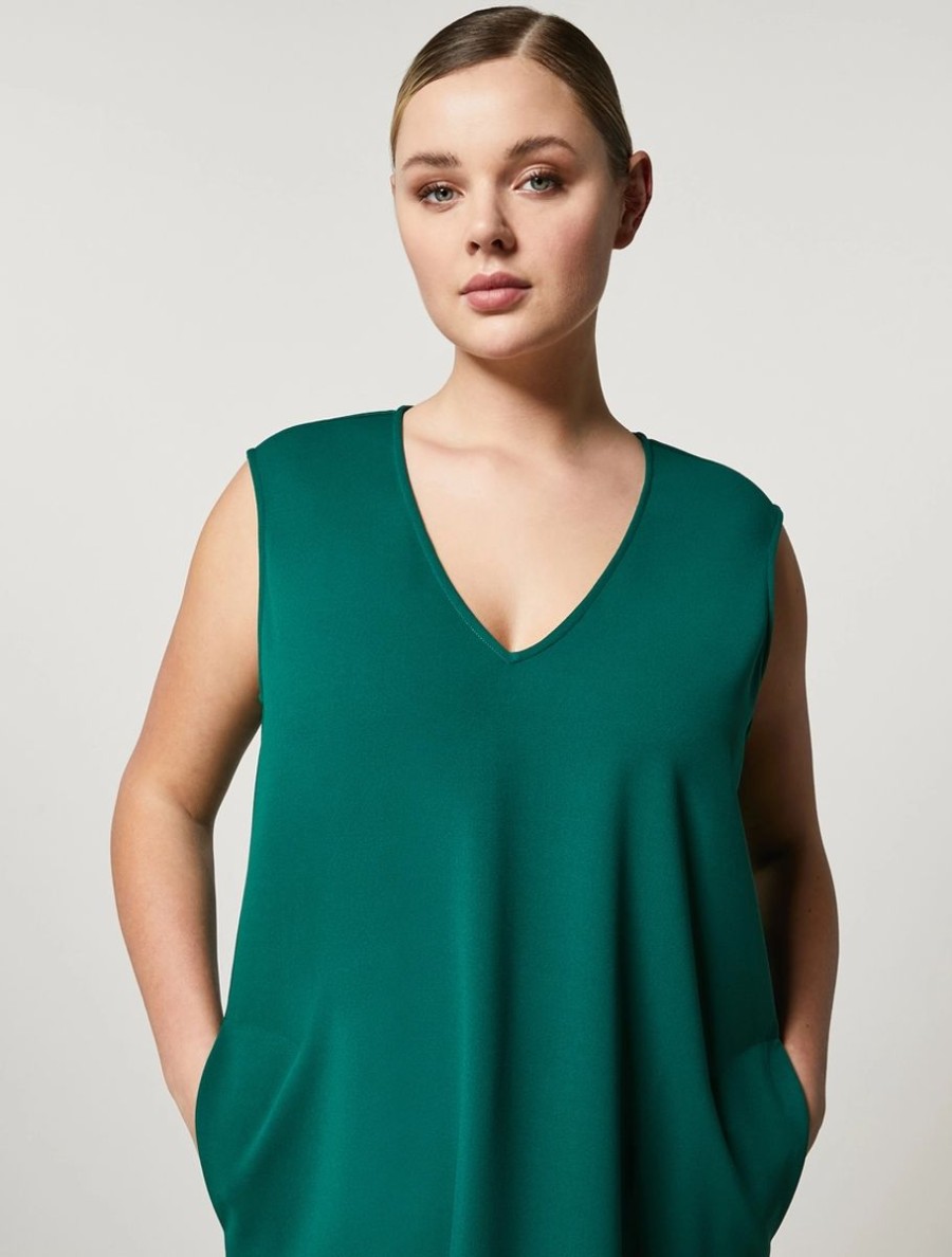 Scuba Jersey Crepe Dress Dark Green New