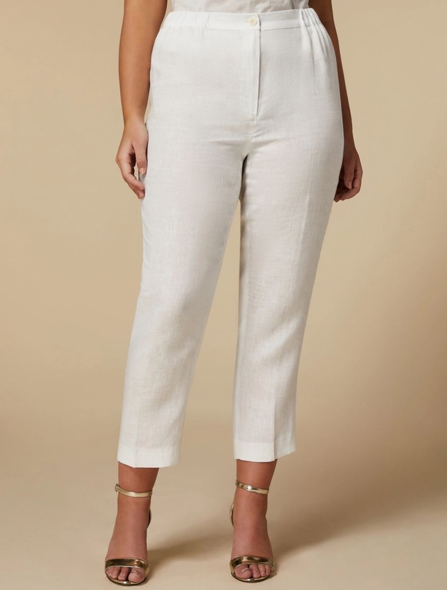 Yarn-Dyed Linen Trousers White Best