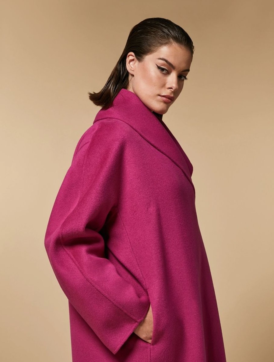 Double-Faced Wool-Blend Coat Fuchsia Best