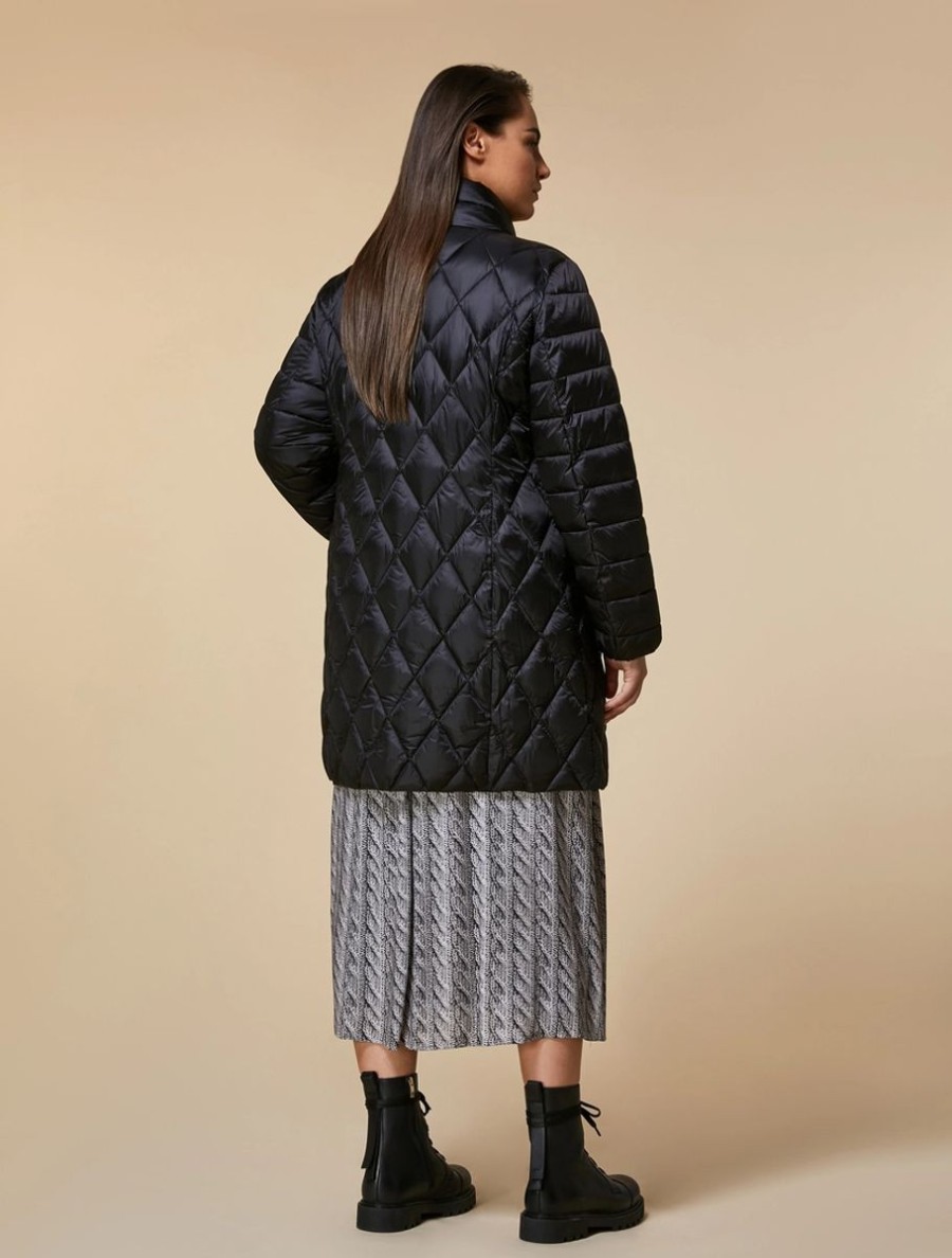 Water-Repellent Long Quilted Down Jacket Black Wholesale