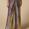 Metallic Pleated Trousers Purple Clearance