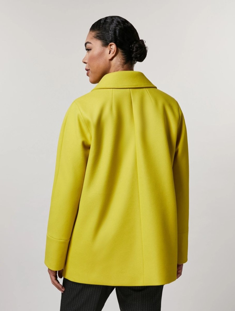 Cloth Pea Coat Yellow New