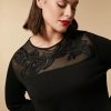 Embroidered Viscose And Tulle Sweater Black Hot