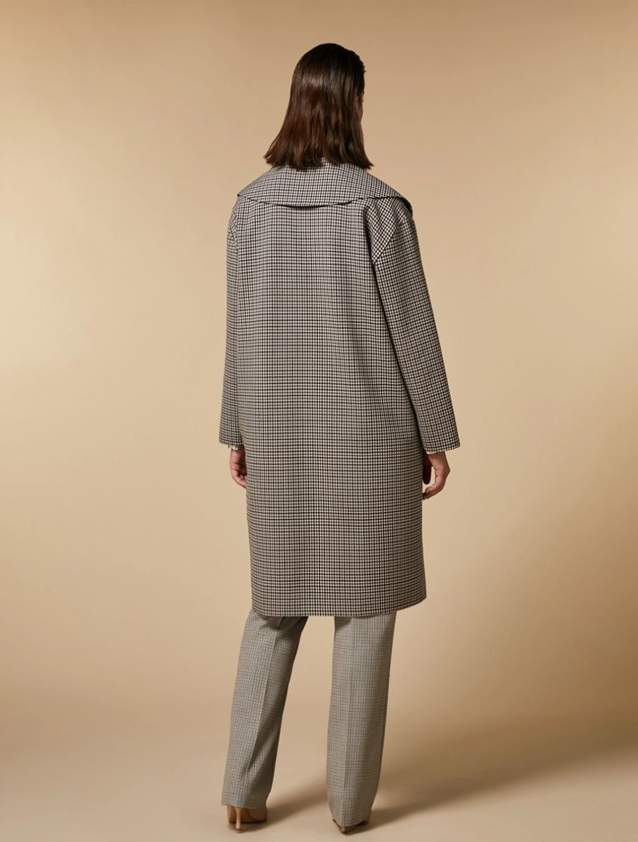 Chequered Double-Faced Wool Coat Dark Beige Best