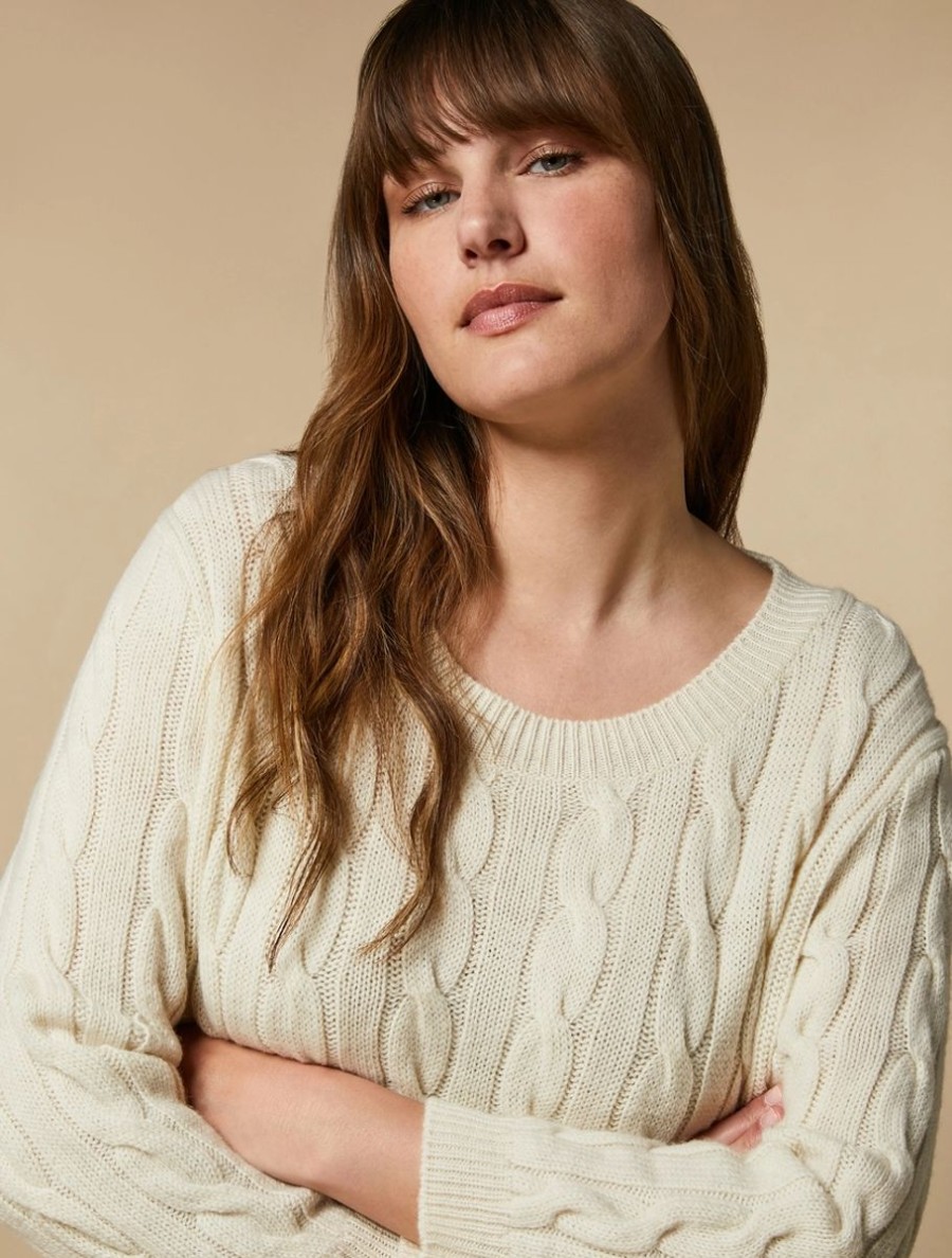 Cable-Knit Wool Sweater White Best