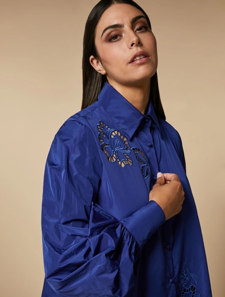 Embroidered Taffeta Tunic Cornflower Blue Online