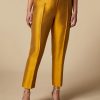 Pure Silk Shantung Trousers Gold New