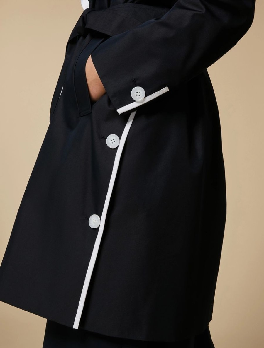 Cotton-Blend Twill Trench Coat Midnightblue Wholesale