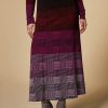 Prince Of Wales Check Knit Skirt Bordeaux Hot