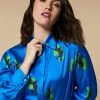 Printed Satin Shirt Dress Cornflower Blue Hot