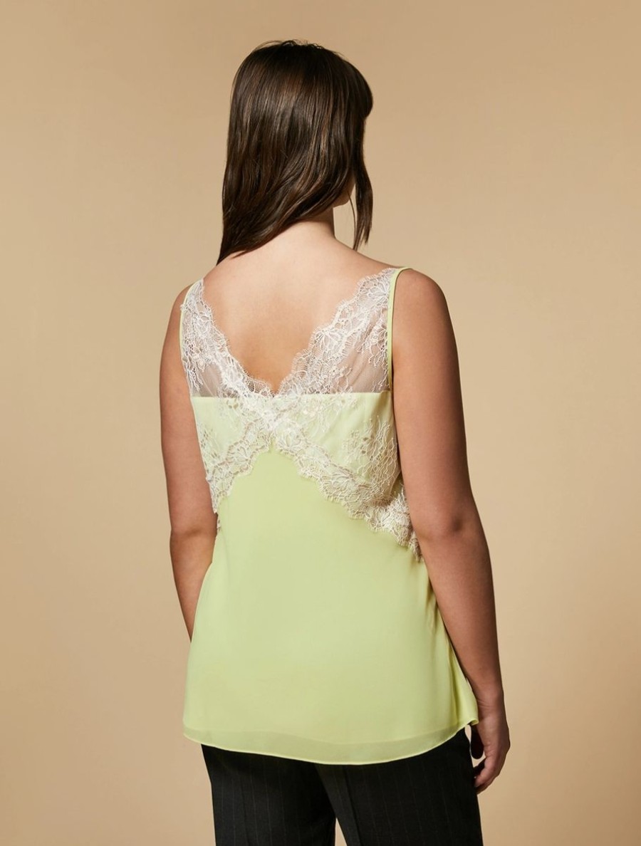 Georgette And Lace Top Yellow Best