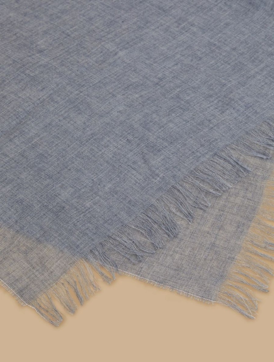 Cashmere-Blend Stole Light Blue Clearance