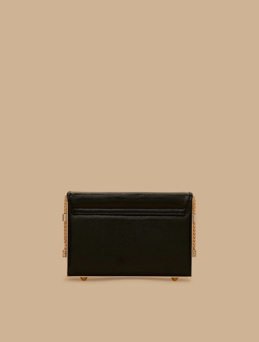 Patent Leather And Metal Clutch Black Online