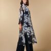 Printed Chiffon Duster Coat Dark Navy Online