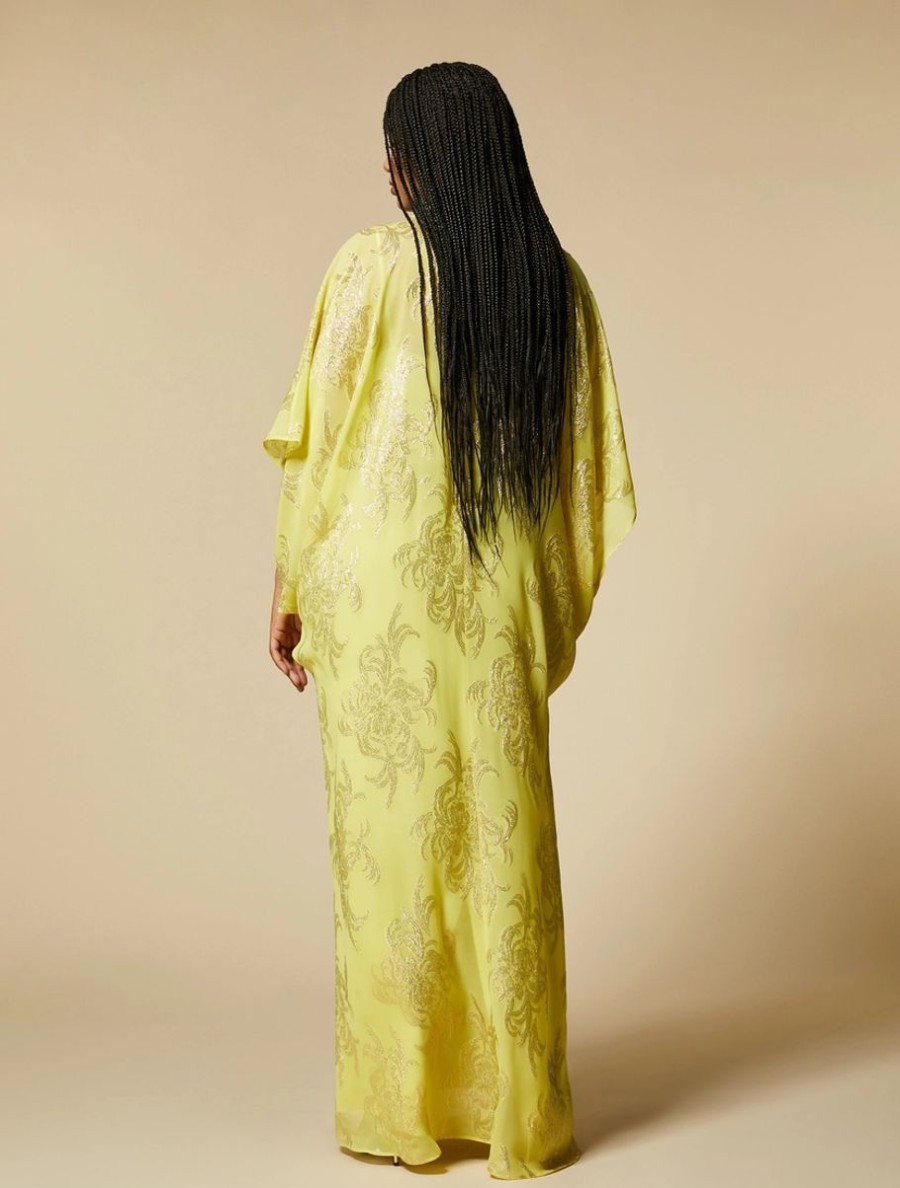 Silk Fil Coupe Dress And Lurex Dress Yellow Clearance