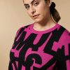 Jacquard Wool-Blend Sweater Fuchsia Wholesale