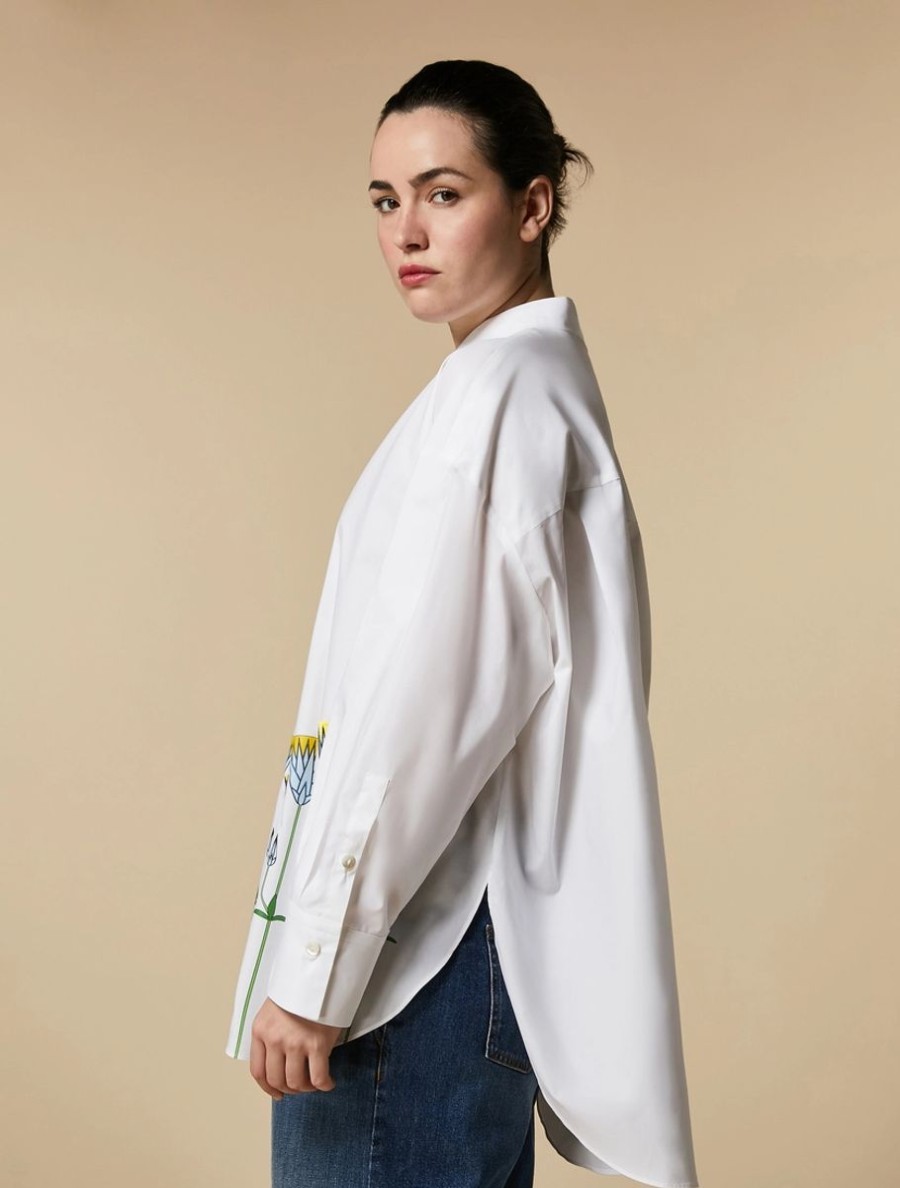 Oversized Cotton Poplin Shirt Optical White Clearance