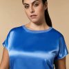 Satin And Crepe Jersey T-Shirt Ski Blue Best