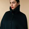 Double-Faced Pure Wool Cape Dark Green Clearance