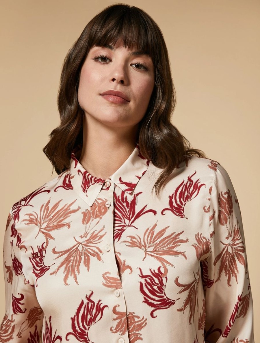 Printed Twill Shirt Pink Clearance