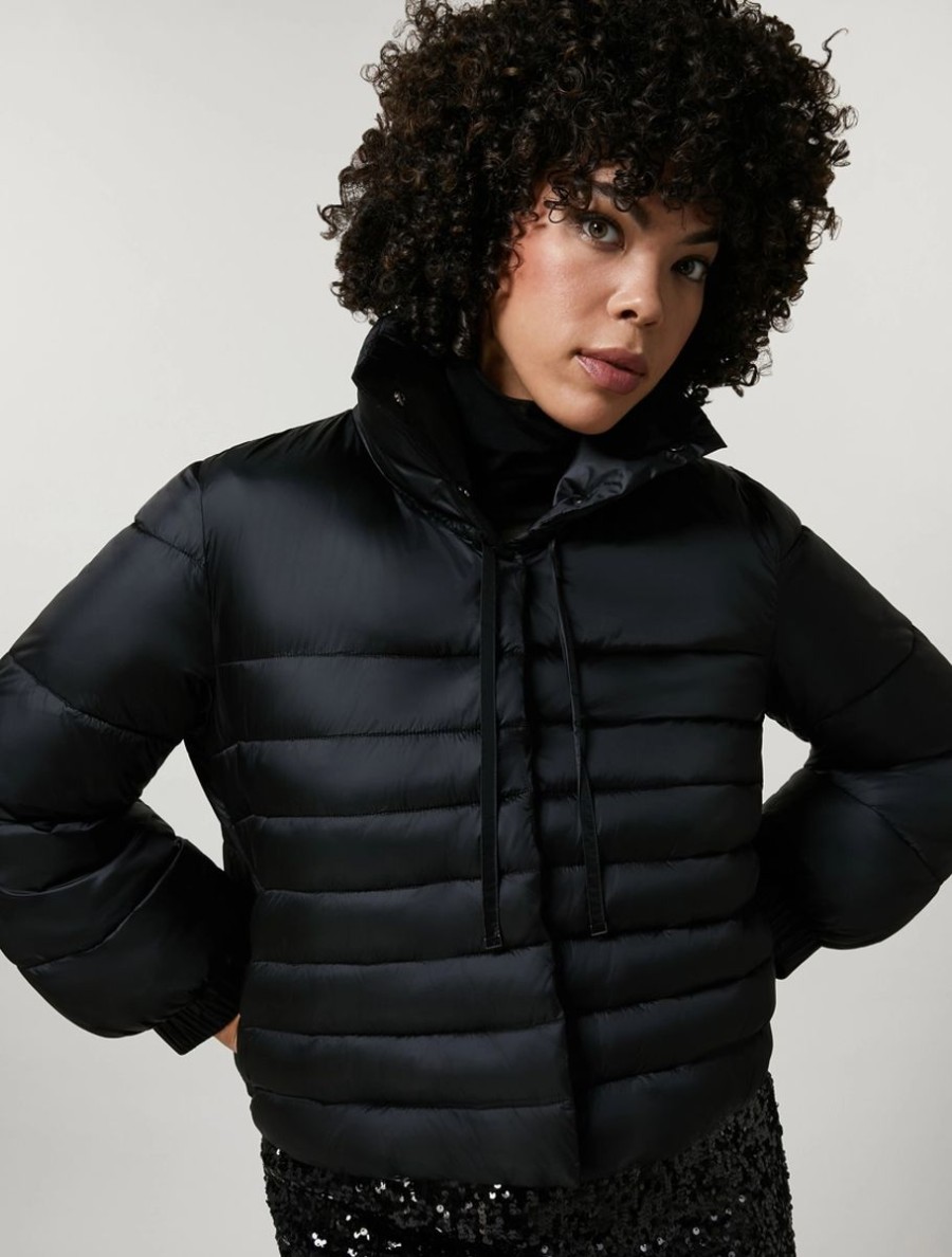 Padded Jacket In Shiny Nylon Black Wholesale