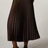 Pleated Satin Skirt Dark Brown Clearance