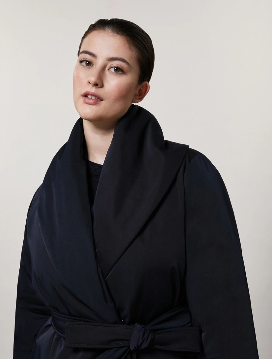 Technical Gabardine Coat Dark Navy Wholesale