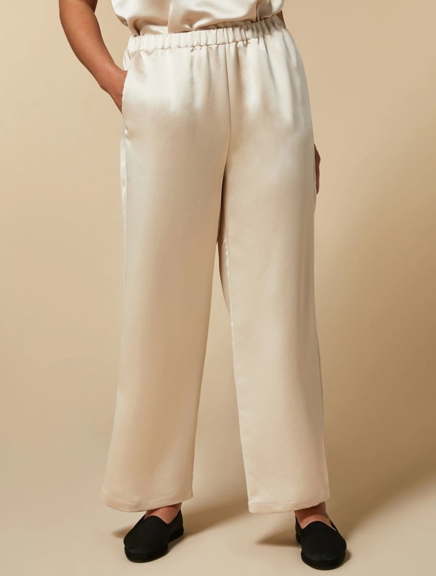 Satin Trousers White Online